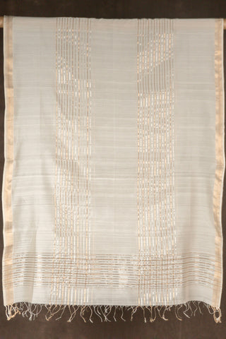 Beige Maheshwari silk dupatta with metallic woven stripe design