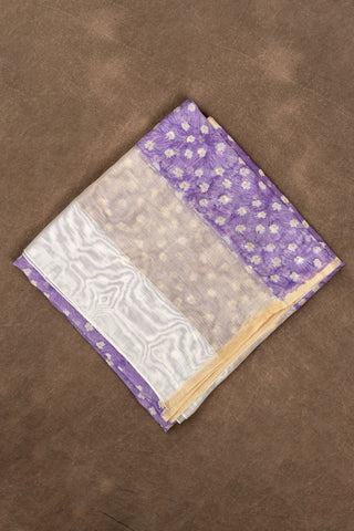 Lavender Chanderi silk dupatta with gold tissue pallu
