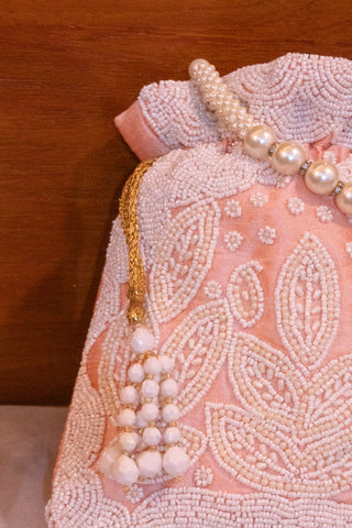 Celestial Sparkle: Handcrafted Potli with Crystal & Pearl Embroidery