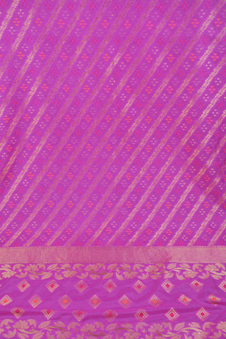 Fuchsia pink Banarasi dupatta with diagonal gold zari leheriya, meenakari dots, diamond booti pallu and hand-knotted tassels
