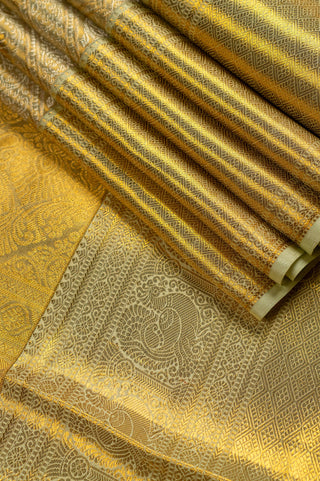 Gold Kanjivaram Tissue Silk Saree with traditional peacock motifs