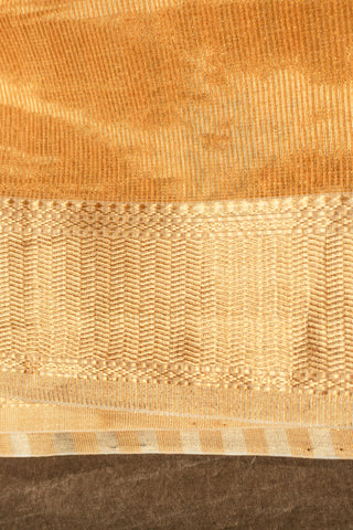 Golden Yellow and Gold Zari Striped Maheshwari Saree