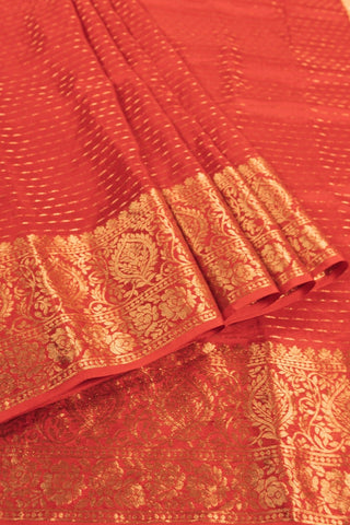 Bright Red Banarasi Blended Silk Saree