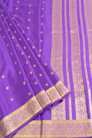 Lavender Mysore Silk Saree with Rich Gold Zari Border and Pallu