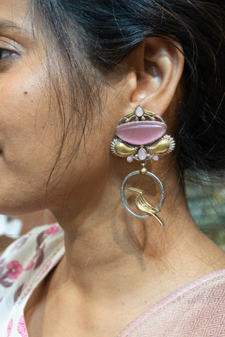 Statement Bird Earrings in Gold & Silver