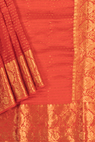 Bright Red Banarasi Blended Silk Saree