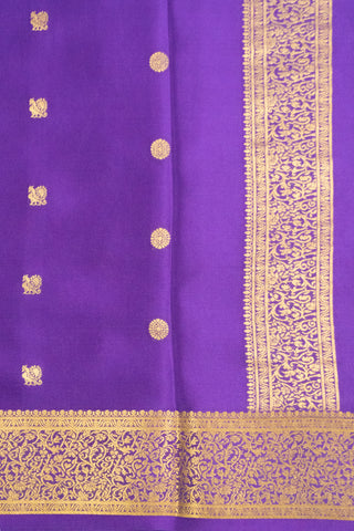 Lavender Mysore Silk Saree with Rich Gold Zari Border and Pallu