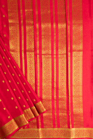 Elegant Red Mysore Silk Saree with Contrasting Pallu - Gold Zari Work