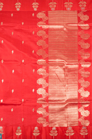 Crimson Red Pure Silk Saree with Mashroo Border handwoven saree
