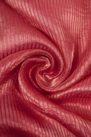 Pink Striped Organza Tissue Saree with Satin Border handwoven saree