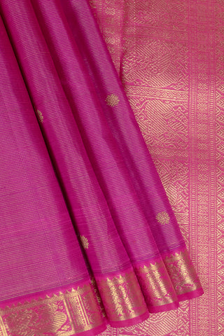 Vibrant Magenta kanjivaram Silk Saree with Intricate Gold Zari