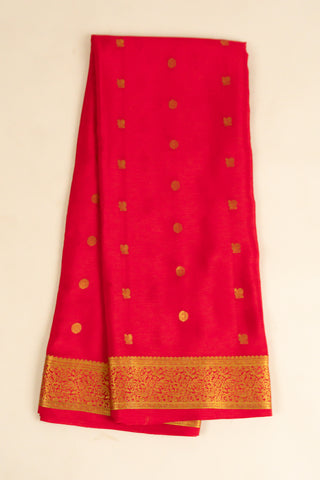 Elegant Red Mysore Silk Saree with Contrasting Pallu - Gold Zari Work