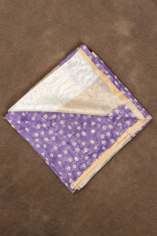 Lavender Chanderi silk dupatta with gold tissue pallu
