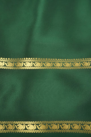 Bottle green crepe silk saree with paisley zari border