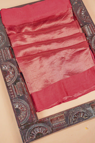 Pink Striped Organza Tissue Saree with Satin Border handwoven saree