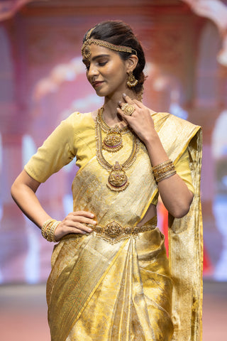 Gold tissue Kanjivaram silk saree with Vanamasingaram zari work