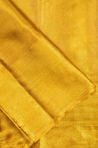 Golden Tissue Kanjivaram Saree with heavy pure zari border and brocade