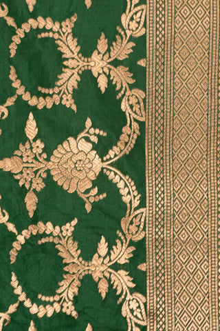 Bottle Green Banarasi saree