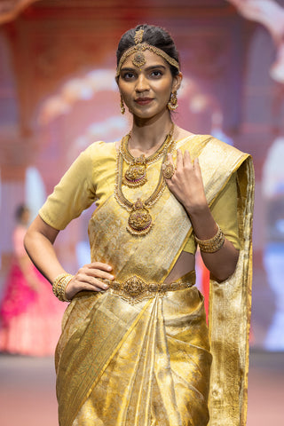 Gold tissue Kanjivaram silk saree with Vanamasingaram zari work