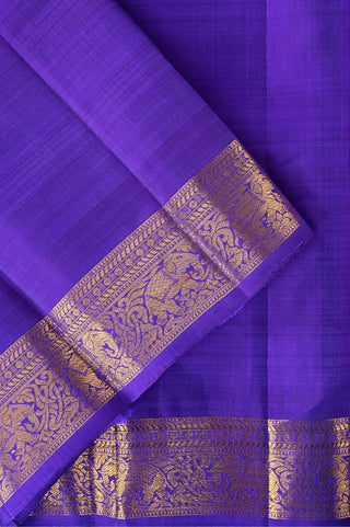 Regal Purple Kanjivaram Silk Saree with Traditional Gold Zari Border
