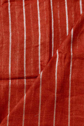 Red and Silver Pure Linen Saree