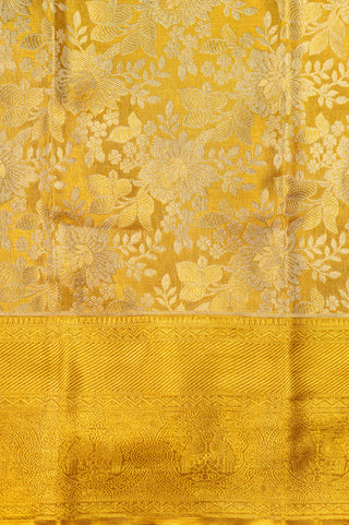 Golden Tissue Kanjivaram Saree with heavy pure zari border and brocade