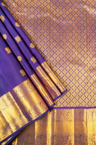 Royal Purple Kanjivaram Silk Saree with Peacock Zari Motifs handwoven silk saree