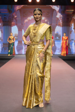 Gold tissue Kanjivaram silk saree with Vanamasingaram zari work