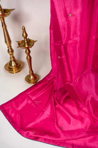 Bright Pink Tanjore Modal Silk Suit with Pant and Dupatta Featuring Hand Embroidered Zardozi and Stone Work