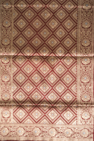 Regal Maroon Handloom Banarasi Pure Katan Silk Saree