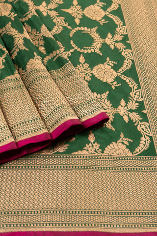 Bottle Green Banarasi saree