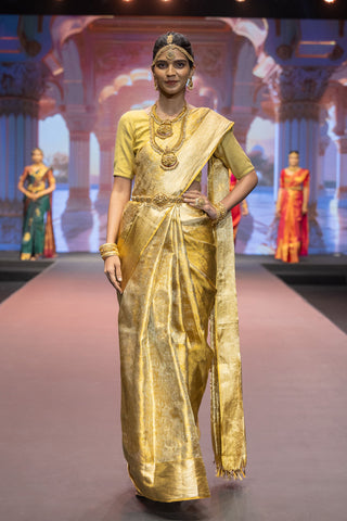 Gold tissue Kanjivaram silk saree with Vanamasingaram zari work