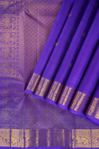 Regal Purple Kanjivaram Silk Saree with Traditional Gold Zari Border