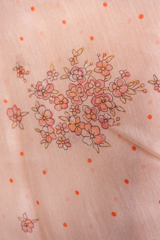 Light peach Chanderi saree with sequins and striped border