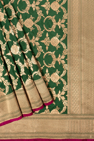 Bottle Green Banarasi saree