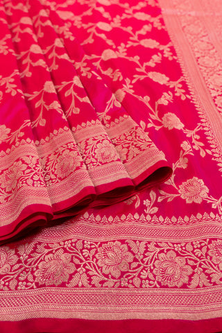 Red-Pink Pure Banarasi Silk saree