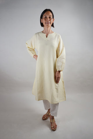 Soft Yellow Linen Kurti and Pant Co-ord Set - Comfortable Casual Wear