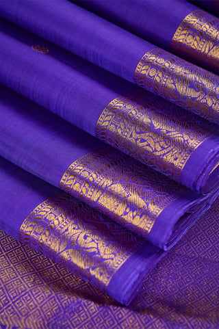 Regal Purple Kanjivaram Silk Saree with Traditional Gold Zari Border
