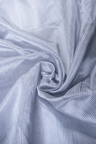 Silver Grey Lavender Border Zari Striped Maheshwari Saree