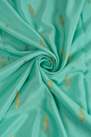 Elegant Sea Green Mysore Silk Saree with Gold Zari Border and Buttas