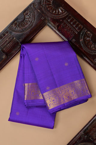 Regal Purple Kanjivaram Silk Saree with Traditional Gold Zari Border