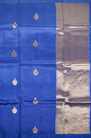 Royal Blue Ombre Pure Silk Saree with Gold Zari Brocade handwoven saree
