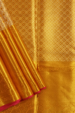 Golden Kanjivaram Zari Saree with Intricate All-Over Design