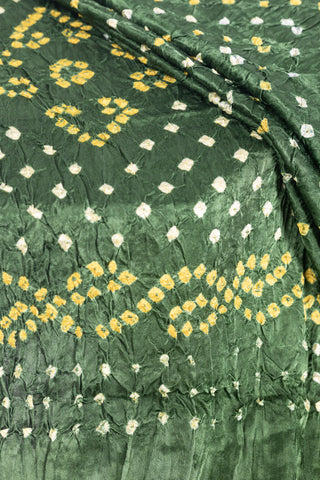 Dark Green Modal Satin Bandhani Saree with zari border