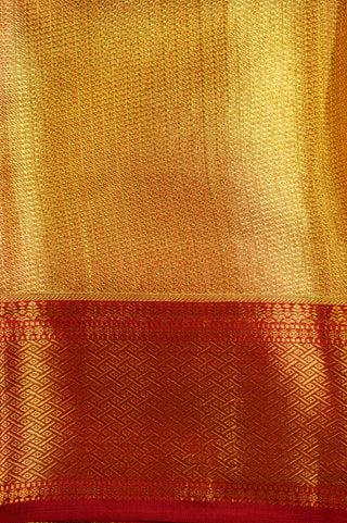 Gold Tissue Kanjivaram Saree with red contrast border