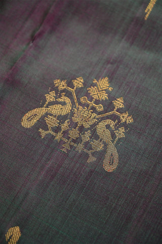 Deep Green Kanjivaram Silk Saree with Gold Buttas