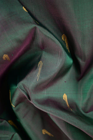 Deep Green Kanjivaram Silk Saree with Gold Buttas