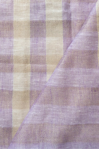 Purple and White Pure Linen Saree