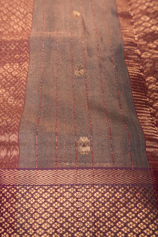 Charcoal Grey and Mauve Pink Handloom Maheshwari Saree