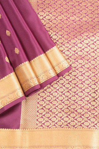 Classic Maroon Mysore Silk Saree with Broad Gold Zari Border